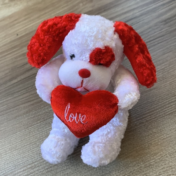 Red Bullseye Spot dog Valentine plush Love Red Heart Commonwealth toy novelty - Picture 2 of 6